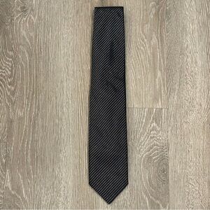 Vintage Daniel Milano 100% Silk Neck Tie Black Silver Striped Handmade in Italy